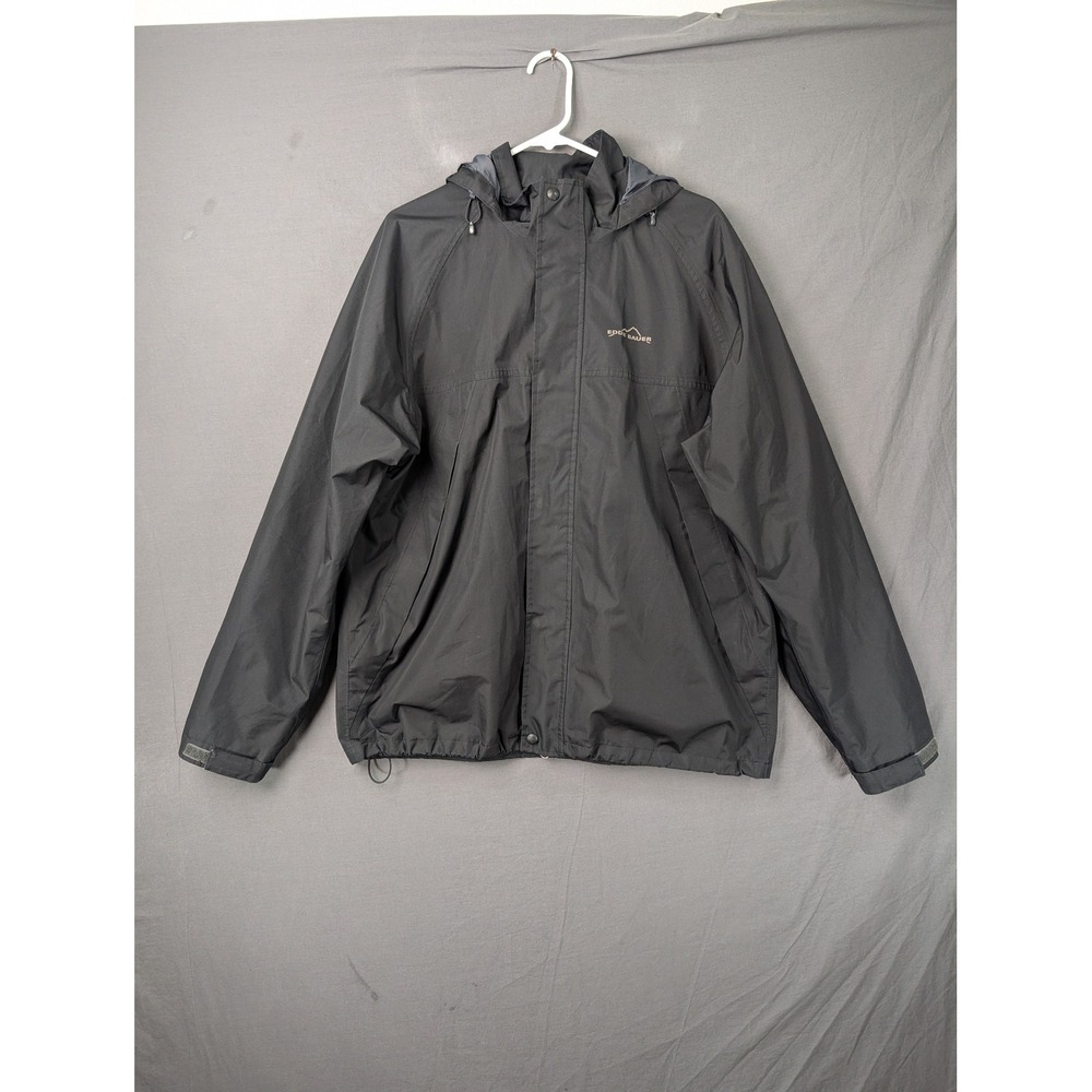 Eddie Bauer Mens WeatherEdge Rain Jacket Hooded Waterproof Black Large